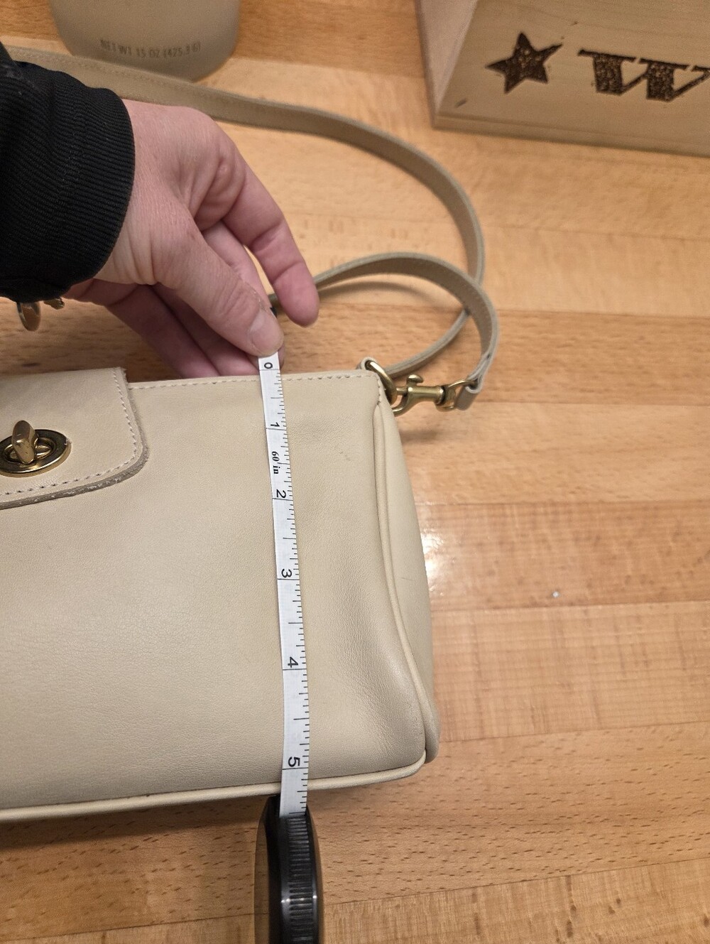 Coach Vintage Legacy Demi Crossbody Ivory Bone 9154 Brass Turnlock Small Bag 90s - Picture 9 of 10